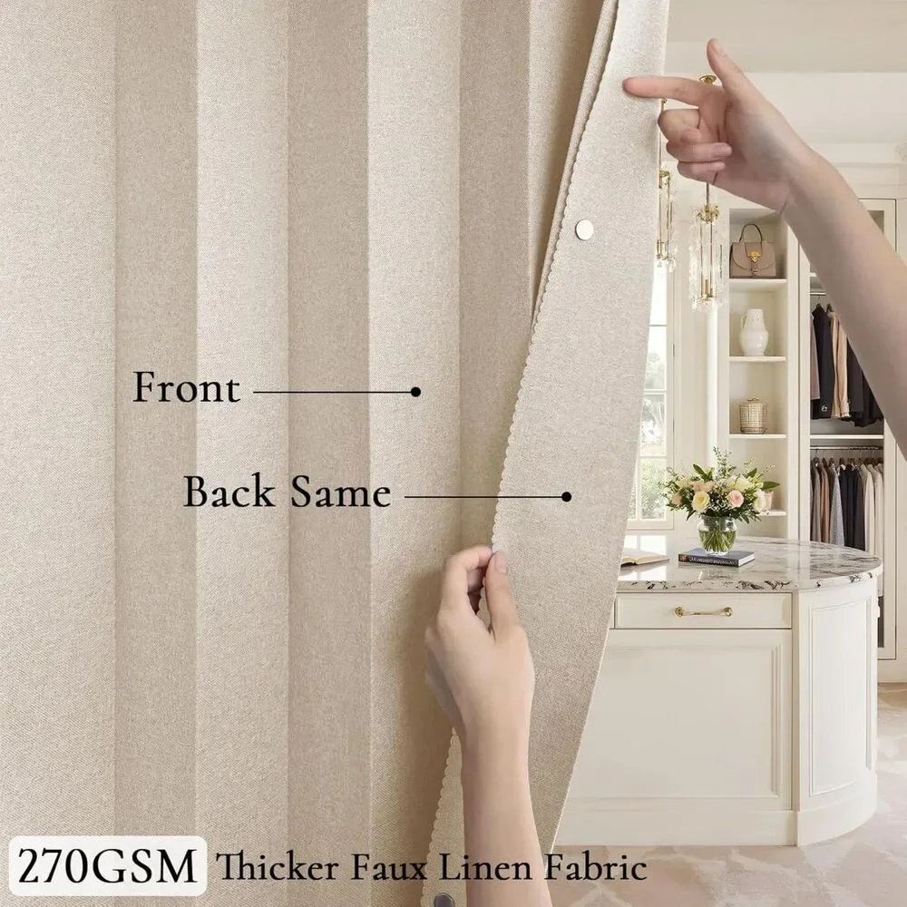 100% Blackout Faux Linen Doorway Curtain